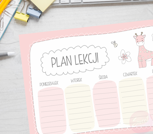 Plan lekcji do druku - ŻYRAFA - SweetPrint.pl
