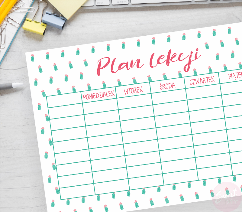 Plan lekcji do druku - KAKTUSY - SweetPrint.pl