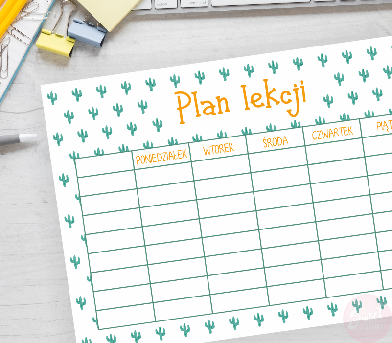 Plan lekcji do druku - KAKTUSY - SweetPrint.pl