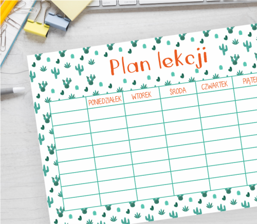 Plan lekcji do druku - KAKTUSY - SweetPrint.pl