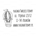 firmowa pieczątka adresowa na drewnianym kołku