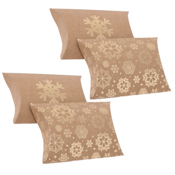 Świąteczne pudełka motywem złotych śnieżynek - SweetPrint.pl