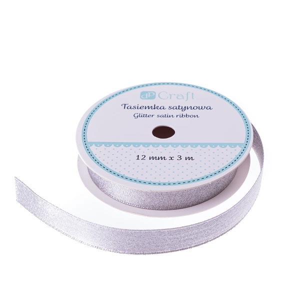 Srebrna wstążka brokatowa - SweetPrint.pl