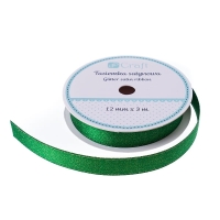 Tasiemka satynowa z brokatem  12 mm - ZIELONA