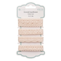 Koronki  bawełniane  beżowe tasiemki -  4 szt 
