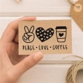 Stempel z napisem PEACE - LOVE - COFFEE - SweetPrint.pl