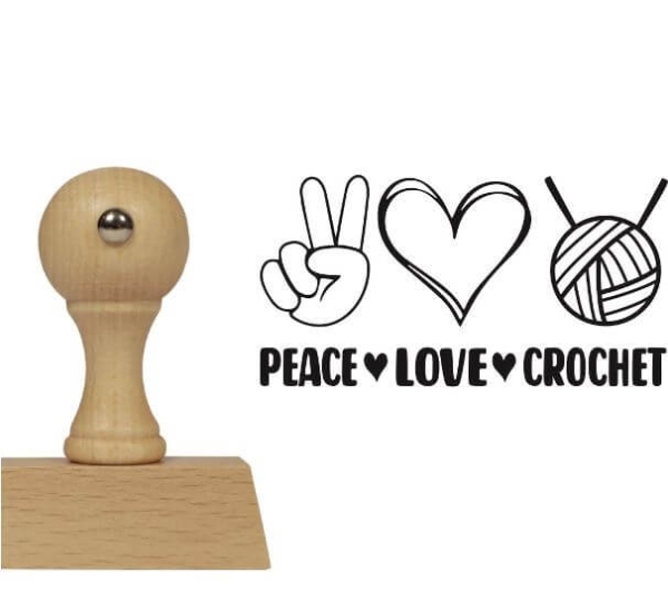 Stempel z napisem PEACE - LOVE - CROCHET - SweetPrint.pl
