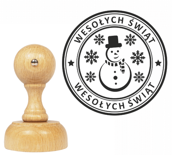 Pieczątka z bałwankiem oraz napisem WESOŁYCH ŚWIĄT - SweetPrint.pl