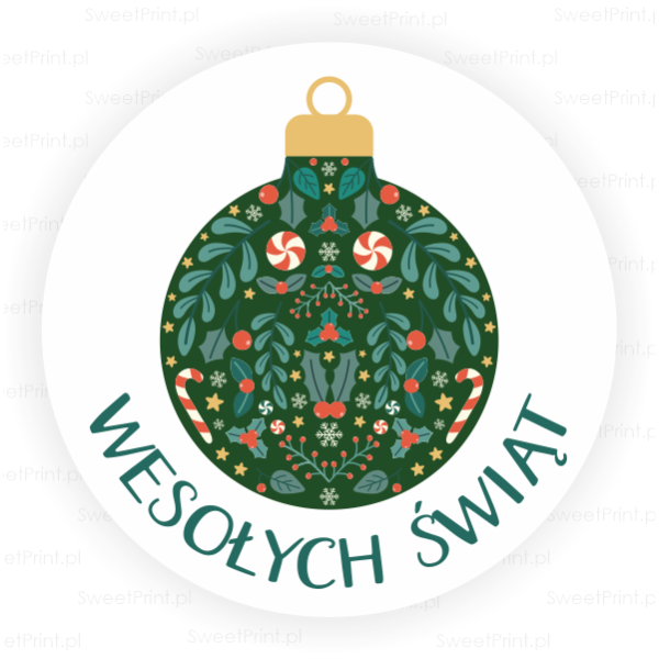 naklejki na Boże Narodzenie z napisem Wesołych Świąt - SweetPrint.pl