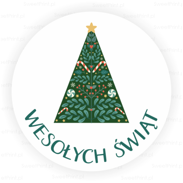naklejki na Boże Narodzenie z napisem Wesołych Świąt - SweetPrint.pl