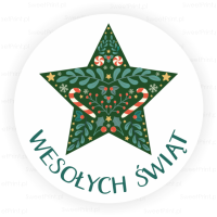 Naklejki świąteczne WESOŁYCH ŚWIĄT - GWIAZDA