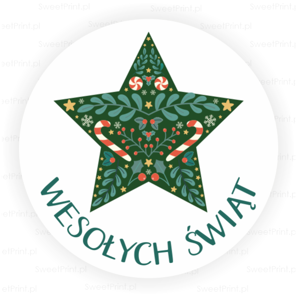 naklejki na Boże Narodzenie z napisem Wesołych Świąt - SweetPrint.pl