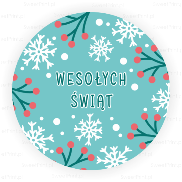 Kolorowe naklejki na Boże Narodzenie z napisem Wesołych Świąt - SweetPrint.pl