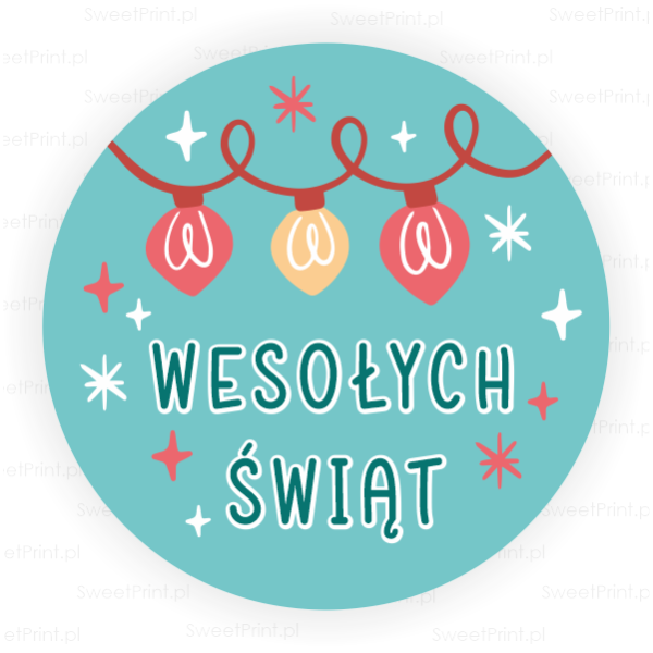 Kolorowe naklejki na Boże Narodzenie z napisem Wesołych Świąt - SweetPrint.pl