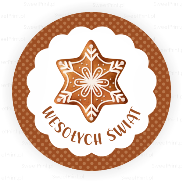 Naklejki z pierniczkiem i napisem Wesołych Świąt - SweetPrint.pl