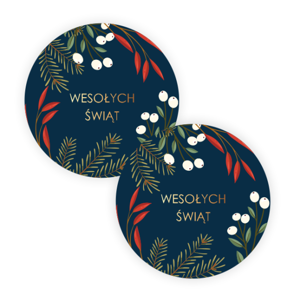 Eleganckie naklejki na Boże Narodzenie z napisem Wesołych Świąt - SweetPrint.pl