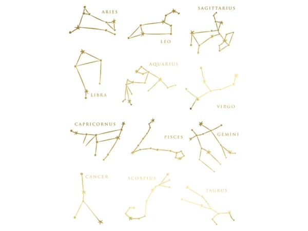 Zestaw zmywalnych tatuaży ze znakami zodiaku SweetPrint.pl