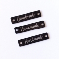 Czarne metki z ekoskóry z napisem handmade - SweetPrint.pl