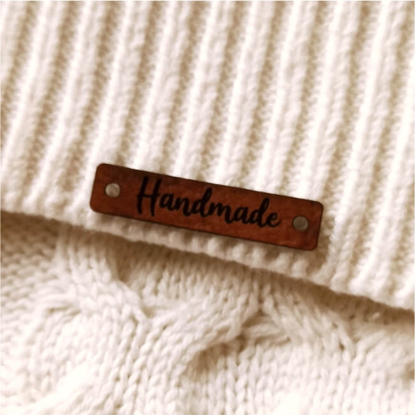 Metka z ekoskóry z napisem handmade - SweetPrint.pl