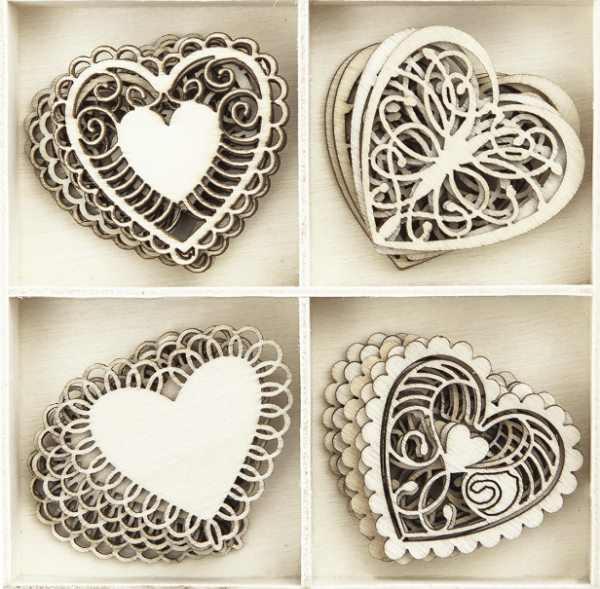 Drewniane kształty w kształcie serduszek - SweetPrint.pl