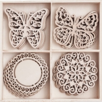 Drewniane kształty / scrapki - MOTYLE  I DEKORY