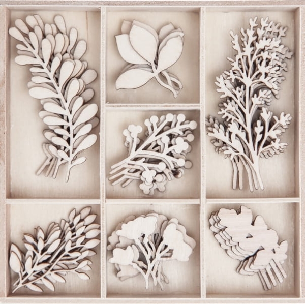 Drewniane kształty, scrapki GAŁĄZKI i LISTKI - SweetPrint.pl