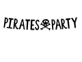 Zorganizuj niesamowita pirackie urodziny! Baner z napisem PIRATES PARTY będzie idealną dekoracją na przyjęcie małego pirata - SweetPrint.pl