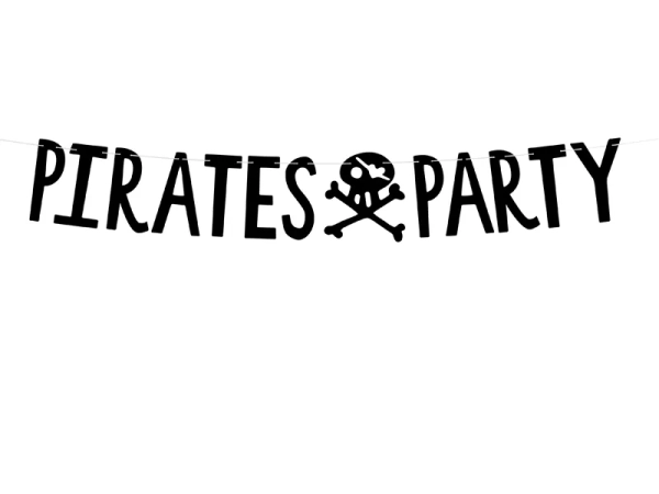 Zorganizuj niesamowita pirackie urodziny! Baner z napisem PIRATES PARTY będzie idealną dekoracją na przyjęcie małego pirata - SweetPrint.pl