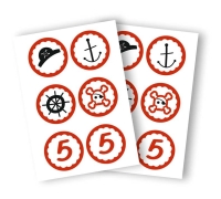 Naklejki urodzinowe PIRACI  z dowolną liczbą/cyfrą