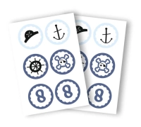 Naklejki urodzinowe PIRACI  z dowolną liczbą/cyfrą