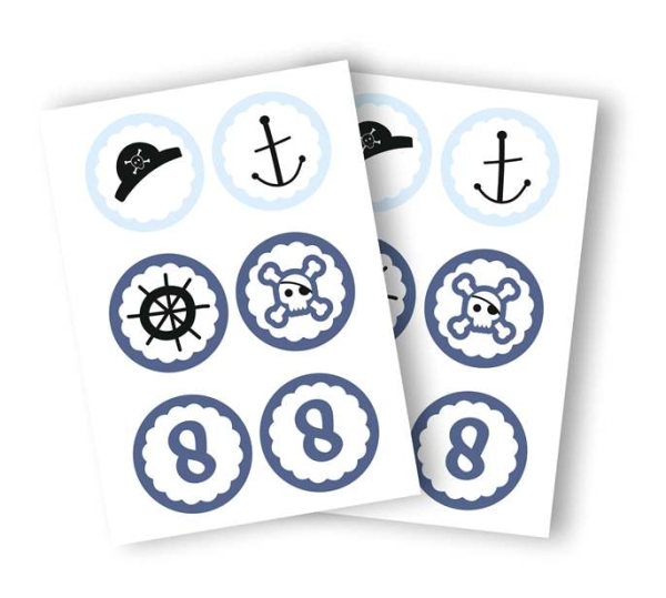 Naklejki z pirackimi motywami oraz dowolną liczbą/cyfrą - SweetPrint.pl