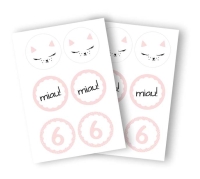 Naklejki urodzinowe KOTEK z dowolną liczbą/cyfrą