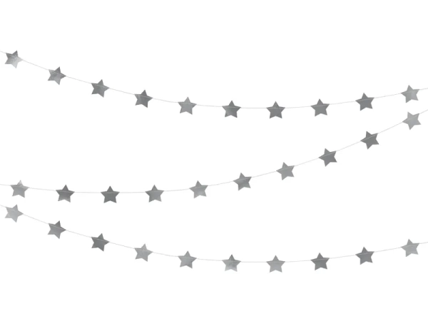 Girlanda - Gwiazdki, srebrna - SweetPrint.pl
