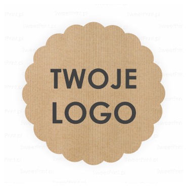 Naklejka kraft w kształcie kwiatka 4,5 cm z logo – etykieta eko handmade