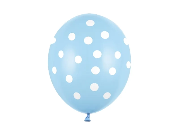 Balony Pastel Baby Blue w białe kropki - SweetPrint.pl