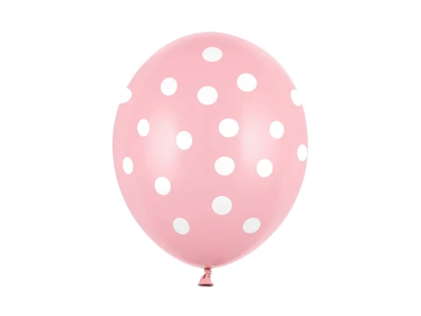 Balony Pastel Baby Pink w białe kropki - SweetPrint.pl