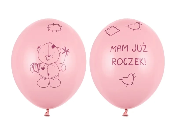Zestaw balonów urodzinowych z misiem "Mam już roczek!" - SweetPrint.pl