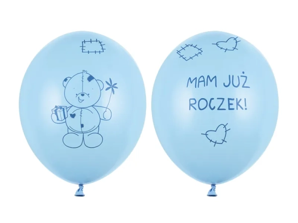 Zestaw balonów urodzinowych z misiem "Mam już roczek!" - SweetPrint.pl
