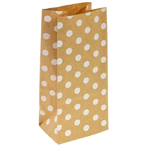 papierowa torebka kraft w białe kropki - SweetPrint.pl