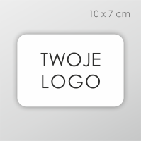 Prostokątne naklejki  z logo 10x7 cm