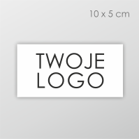Prostokątne naklejki  z logo 10x5 cm