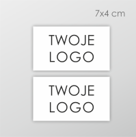 Prostokątne naklejki  z logo 7x4 cm