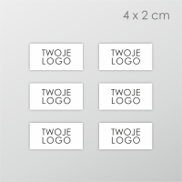 Prostokątne naklejki  z logo 4x2 cm 