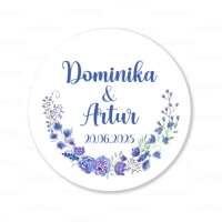 Personalizowane naklejki  ślubne NIEBIESKIE KWIATY