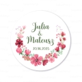Personalizowane naklejki ślubne z kwiatowym motywem - SweetPrint.pl