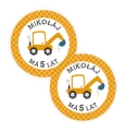 Personalizowane naklejki dla dzieci  - koparka - SweetPrint.pl
