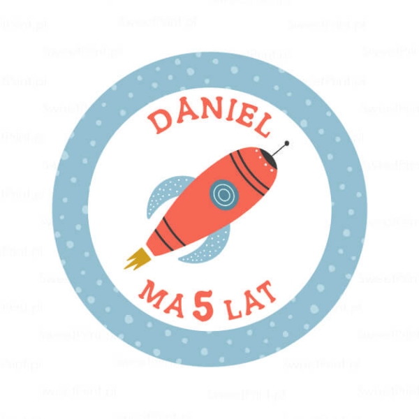 Personalizowane naklejki dla dzieci - rakieta - kosmos - SweetPrint.pl