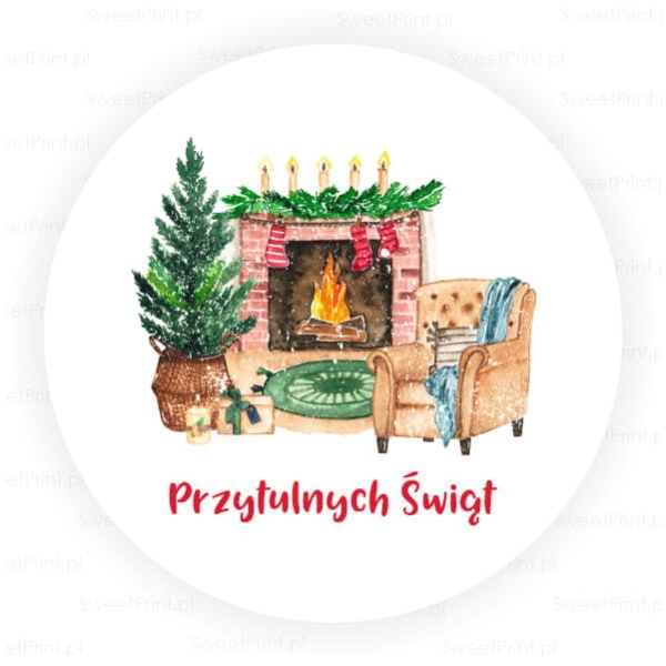 Naklejki z napisem Przytulnych Świąt - SweetPrint.pl