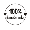 drewniany stempel z napisem 100% handmade