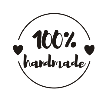 drewniany stempel z napisem 100% handmade